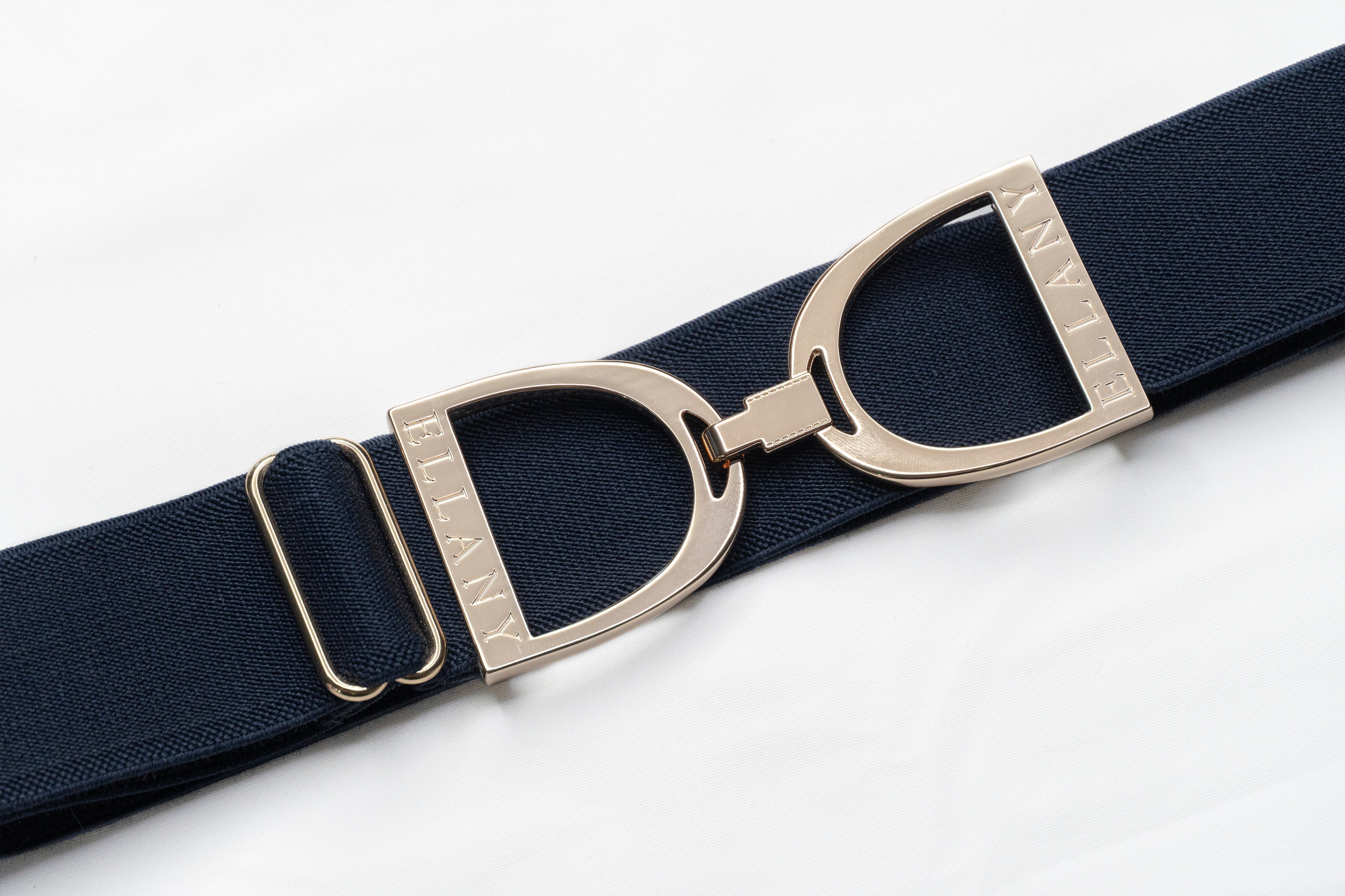 Navy - 1.5" Gold Stirrup Elastic Belt - Ellany - Equiluxe Tack