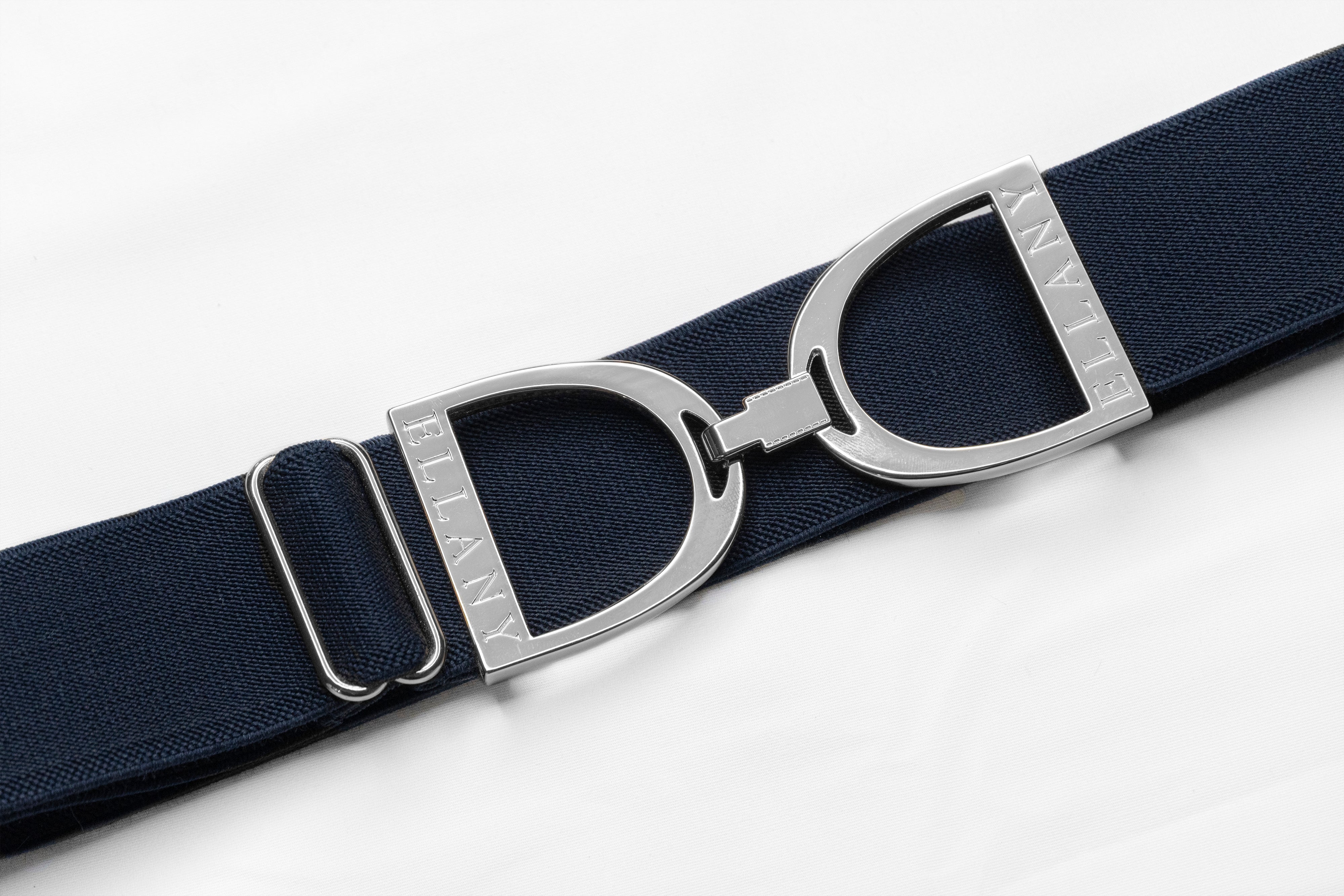 Navy - 1.5" Silver Stirrup Elastic Belt - Ellany - Equiluxe Tack