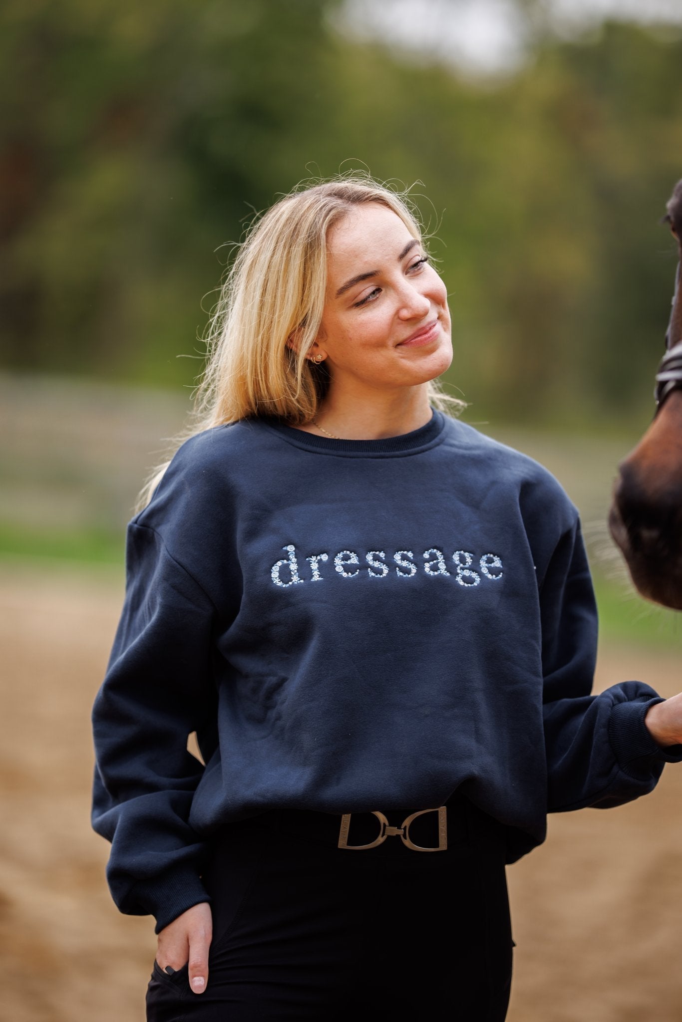 Navy "DRESSAGE" Sweatshirt - Blue Ombre - Ellany - Equiluxe Tack