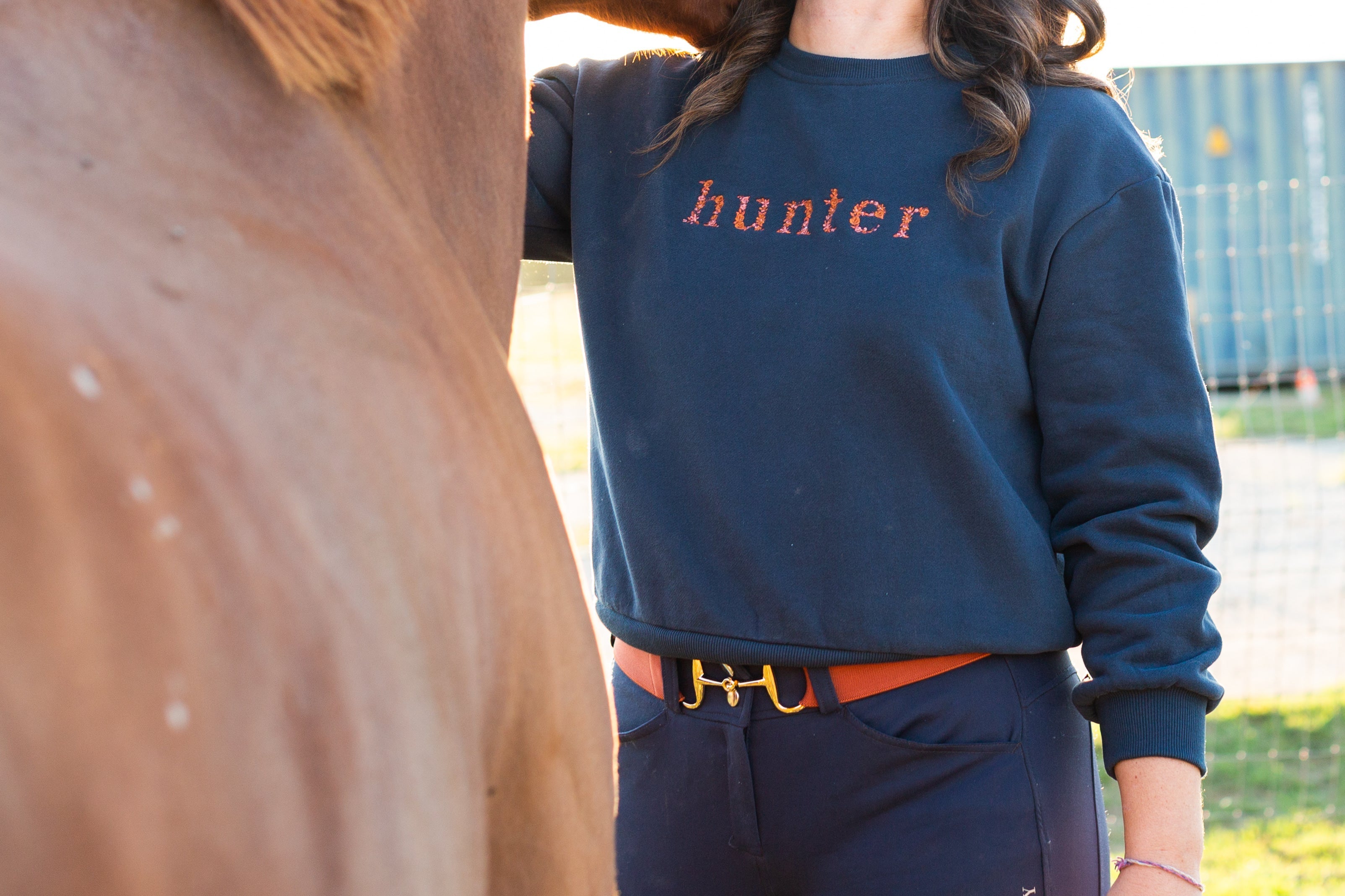 Navy "HUNTER" Sweatshirt - Rust - Ellany - Equiluxe Tack