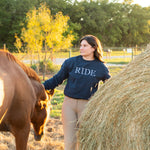 Navy "RIDE" Sweatshirt - Blue Ombre - Ellany - Equiluxe Tack