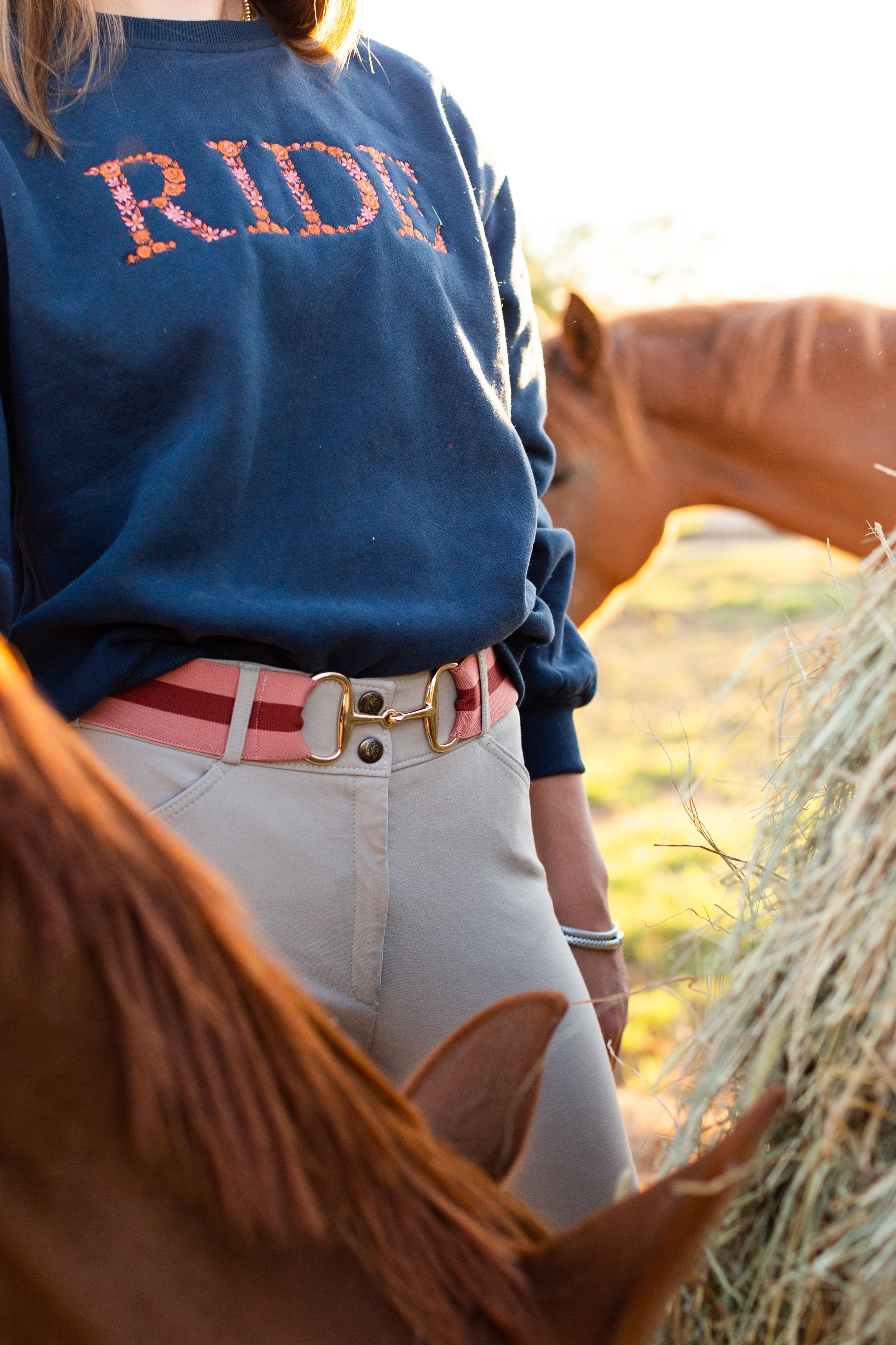 Navy "RIDE" Sweatshirt - Rust - Ellany - Equiluxe Tack