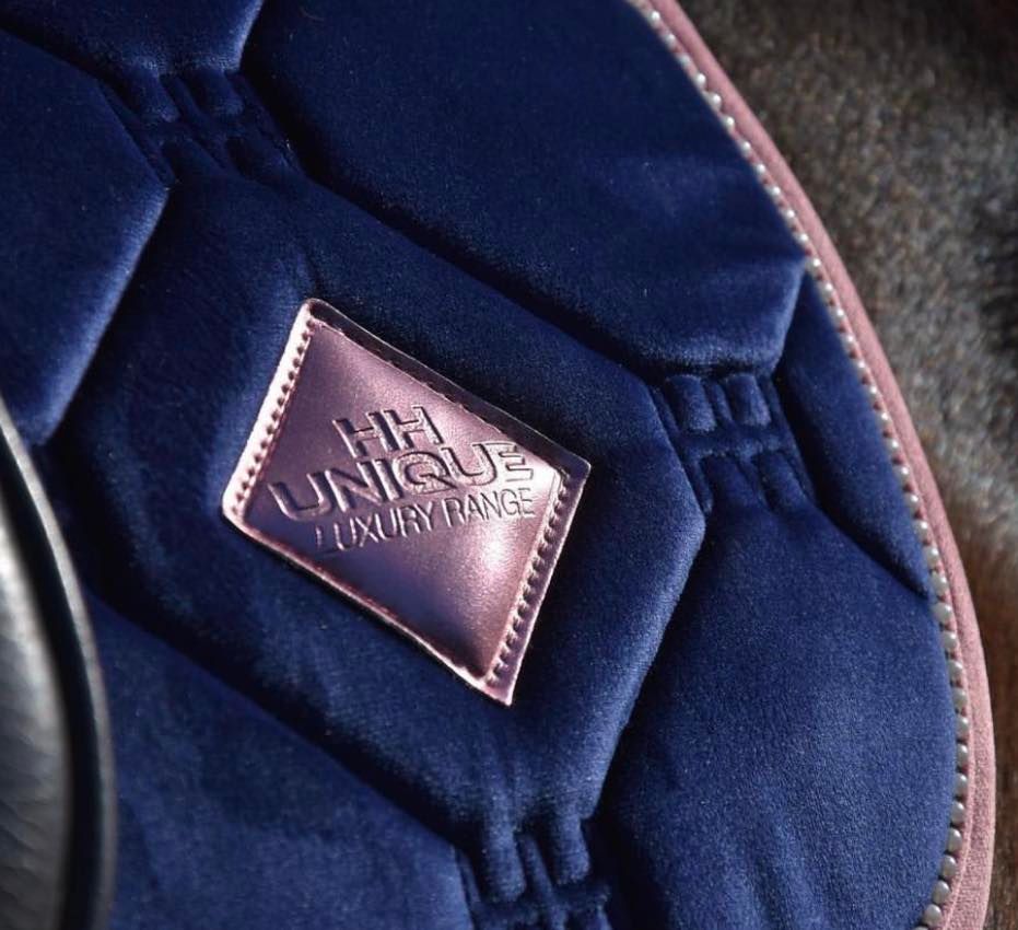 Navy Velvet Pearl Dressage Saddle Pad - FlexiTabz™© - Equiluxe Tack