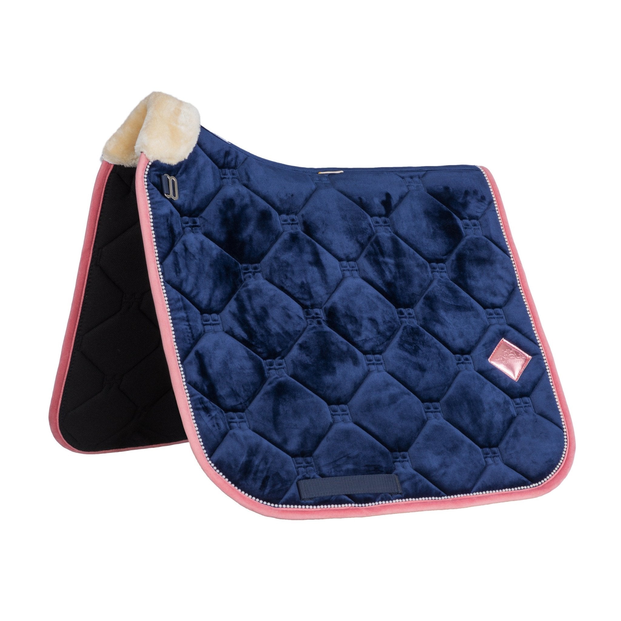 Navy Velvet Pearl Dressage Saddle Pad - FlexiTabz™© - Equiluxe Tack