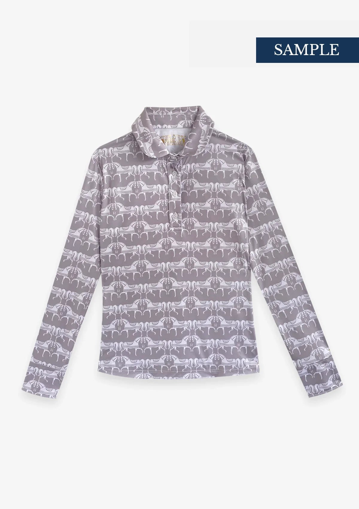 Noelia Classic Polo - Shirt Long Sleeve Steed Print | Hazelwood - Rönner - Equiluxe Tack