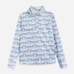 Noelia Classic Polo - Shirt Long Sleeve Steed Print | Light Blue - Rönner - Equiluxe Tack