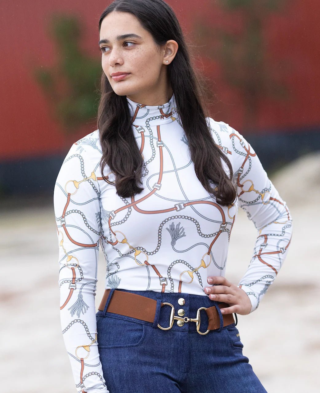 Novella Equestrian "The Junior" White Turtleneck Riding Shirt - Novella Equestrian - Equiluxe Tack