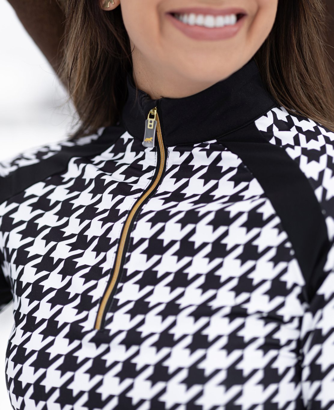 Novella Equestrian 'The Juri' Houndstooth Mid - Weight Riding Shirt - Novella Equestrian - Equiluxe Tack