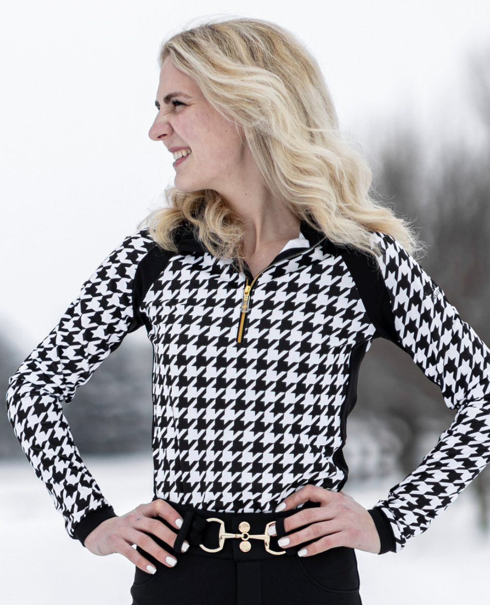 Novella Equestrian 'The Juri' Houndstooth Mid - Weight Riding Shirt - Novella Equestrian - Equiluxe Tack