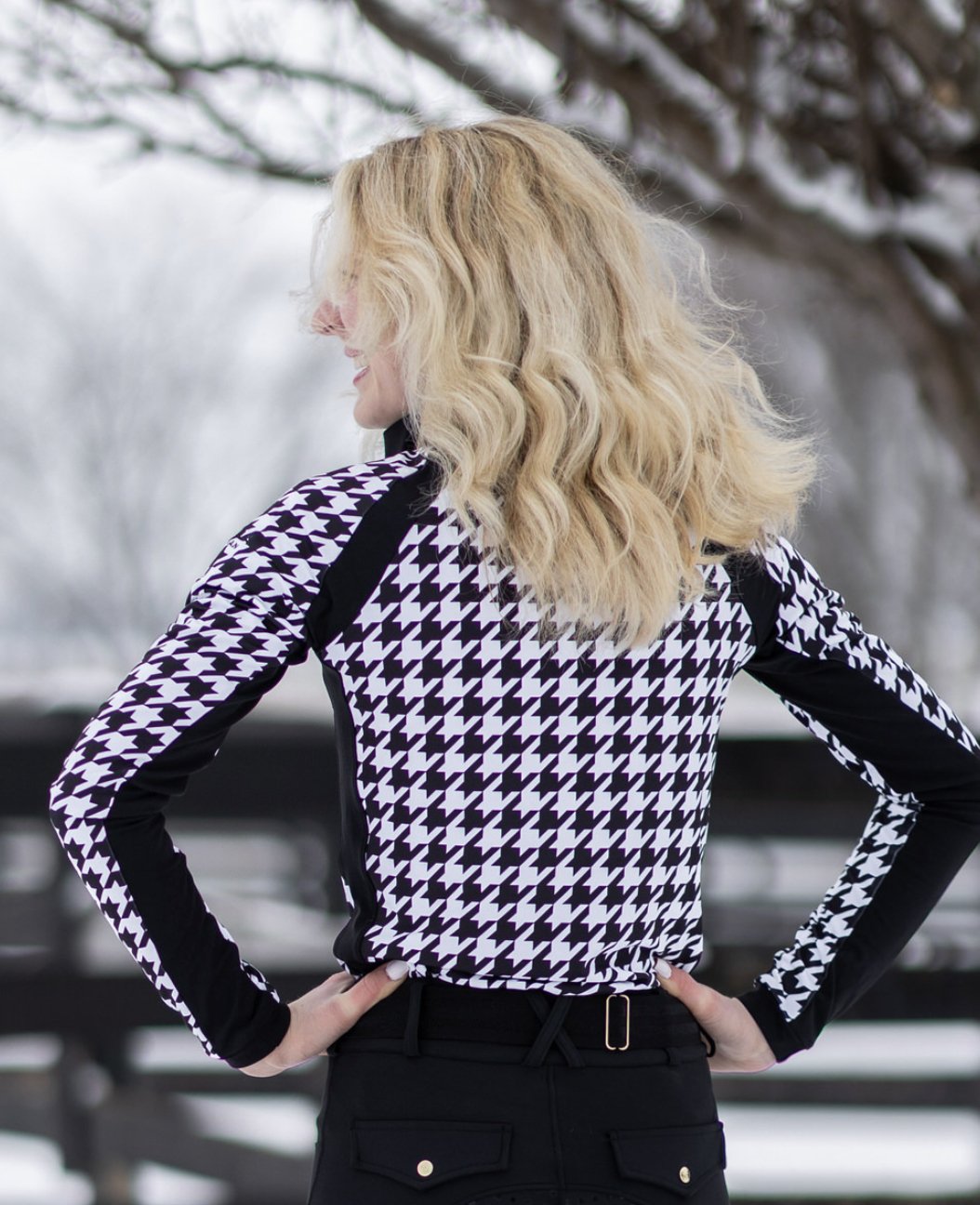 Novella Equestrian 'The Juri' Houndstooth Mid - Weight Riding Shirt - Novella Equestrian - Equiluxe Tack