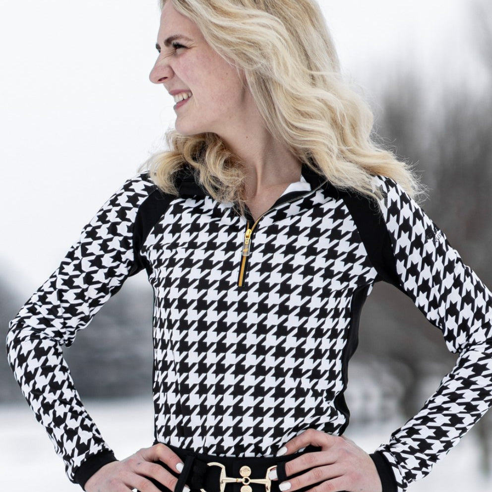 Novella Equestrian 'The Juri' Houndstooth Mid - Weight Riding Shirt - Novella Equestrian - Equiluxe Tack