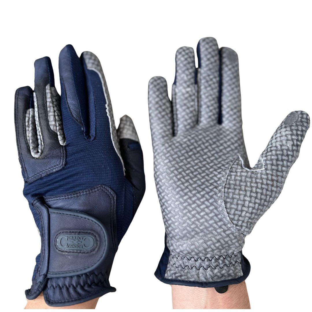 Oil - Tac Coppertech Leather Premium Riding Glove in Navy - CorrectConnect - Equiluxe Tack