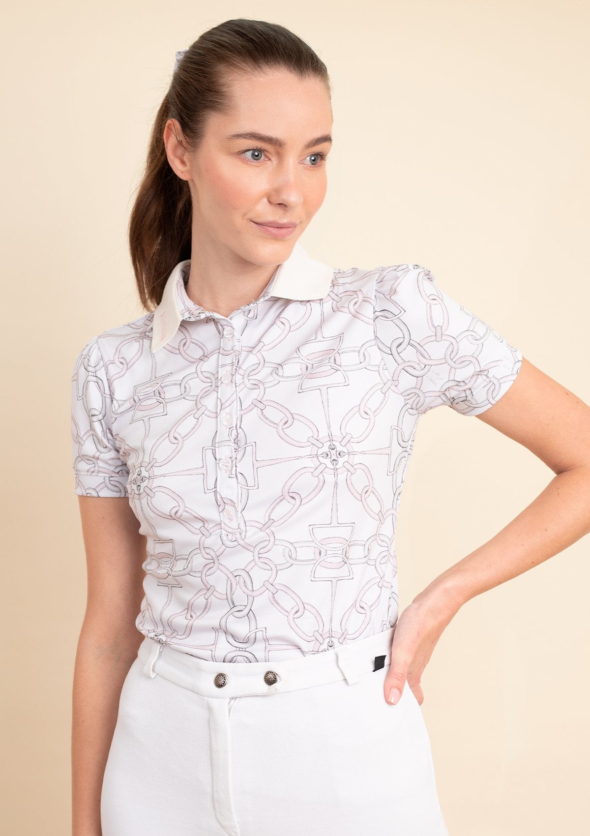 Olivia Polo - Shirt Short Sleeve | Chainlink Print | Bloom - Rönner - Equiluxe Tack