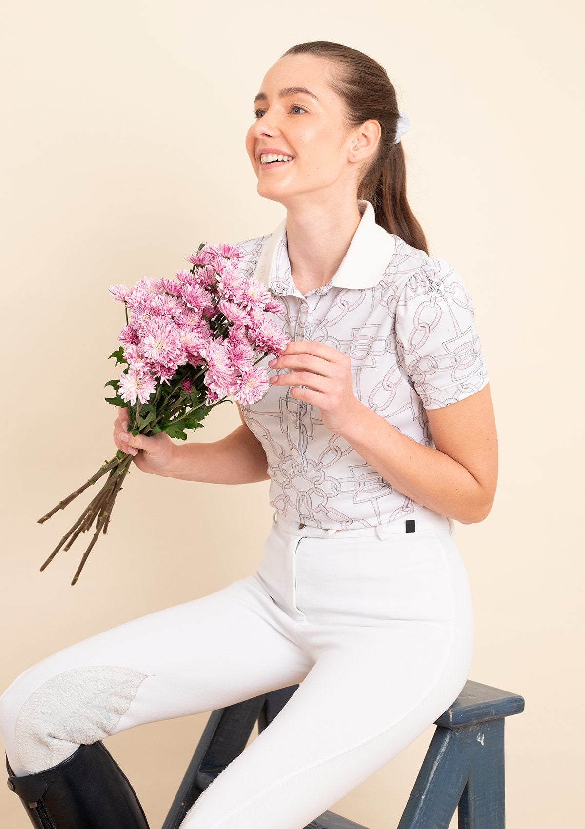 Olivia Polo - Shirt Short Sleeve | Chainlink Print | Bloom - Rönner - Equiluxe Tack