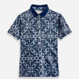 Olivia Polo - Shirt Short Sleeve | Chainlink Print | Navy - Rönner - Equiluxe Tack