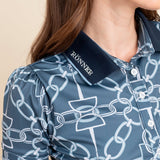 Olivia Polo - Shirt Short Sleeve | Chainlink Print | Navy - Rönner - Equiluxe Tack