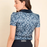 Olivia Polo - Shirt Short Sleeve | Chainlink Print | Navy - Rönner - Equiluxe Tack