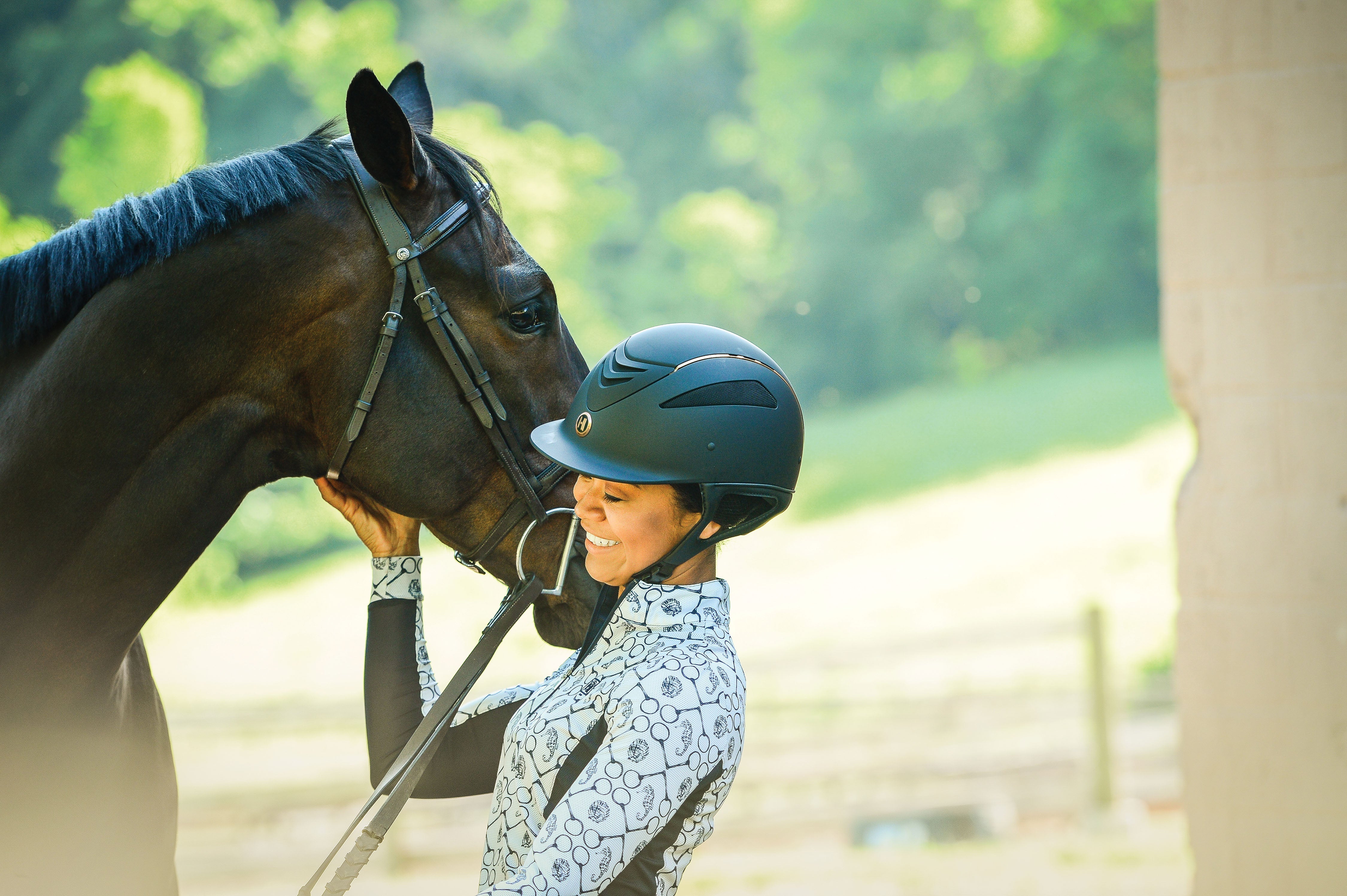 One K™ Defender Rose Gold Stripe Helmet - Equiluxe Tack