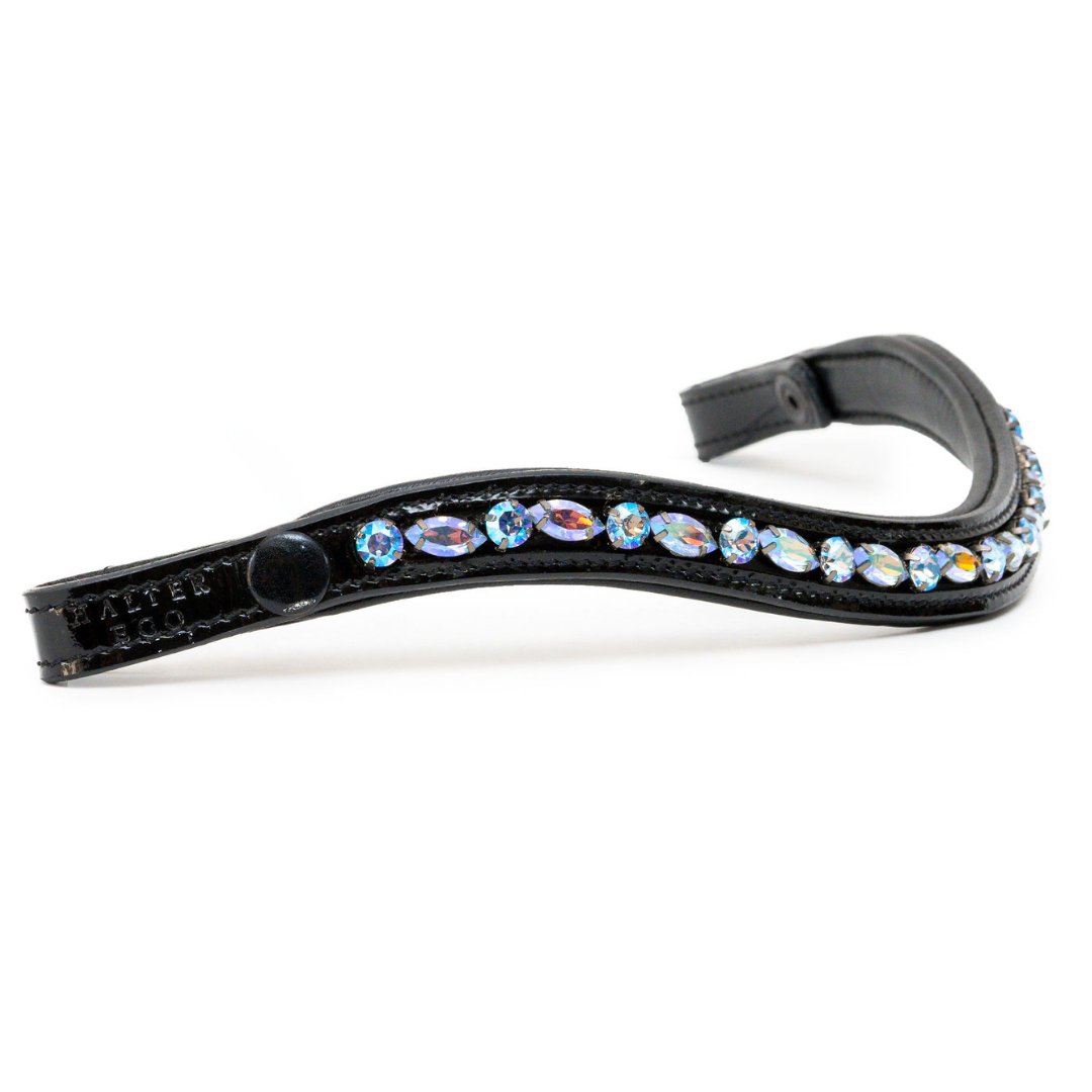 Paris Navette Crystal Patent Midline Browband - Light Sapphire Shimmer - Halter Ego® - Equiluxe Tack