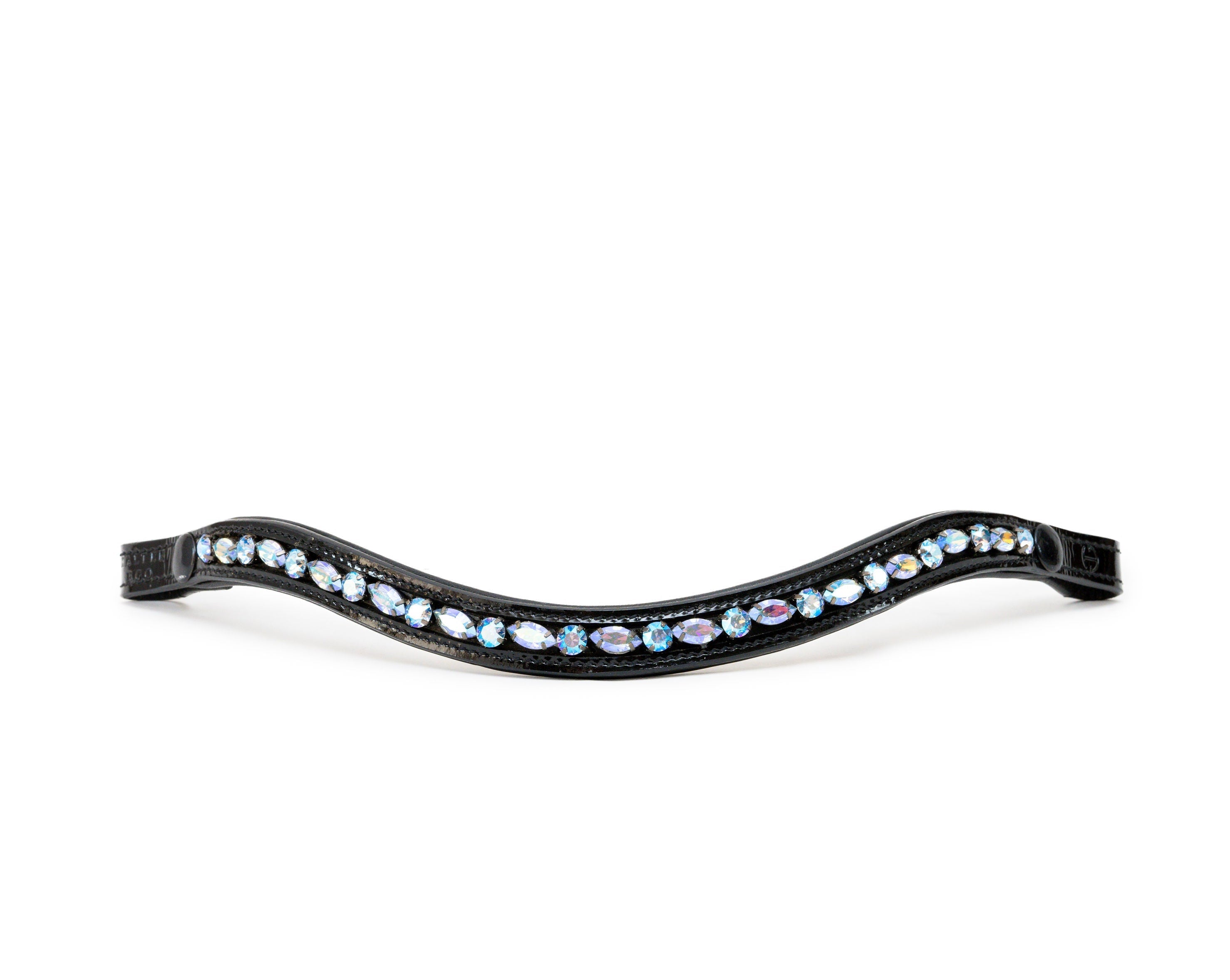 Paris Navette Crystal Patent Midline Browband - Light Sapphire Shimmer - Halter Ego® - Equiluxe Tack