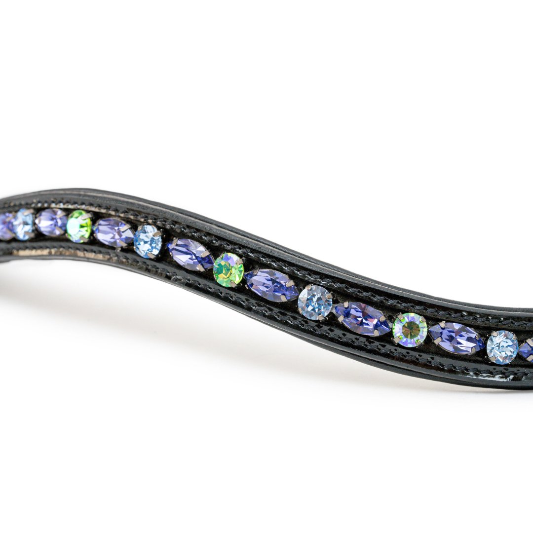 Paris Navette Crystal Patent Midline Browband - Tanzanite, Light Sapphire & Peridot Shimmer - Halter Ego® - Equiluxe Tack