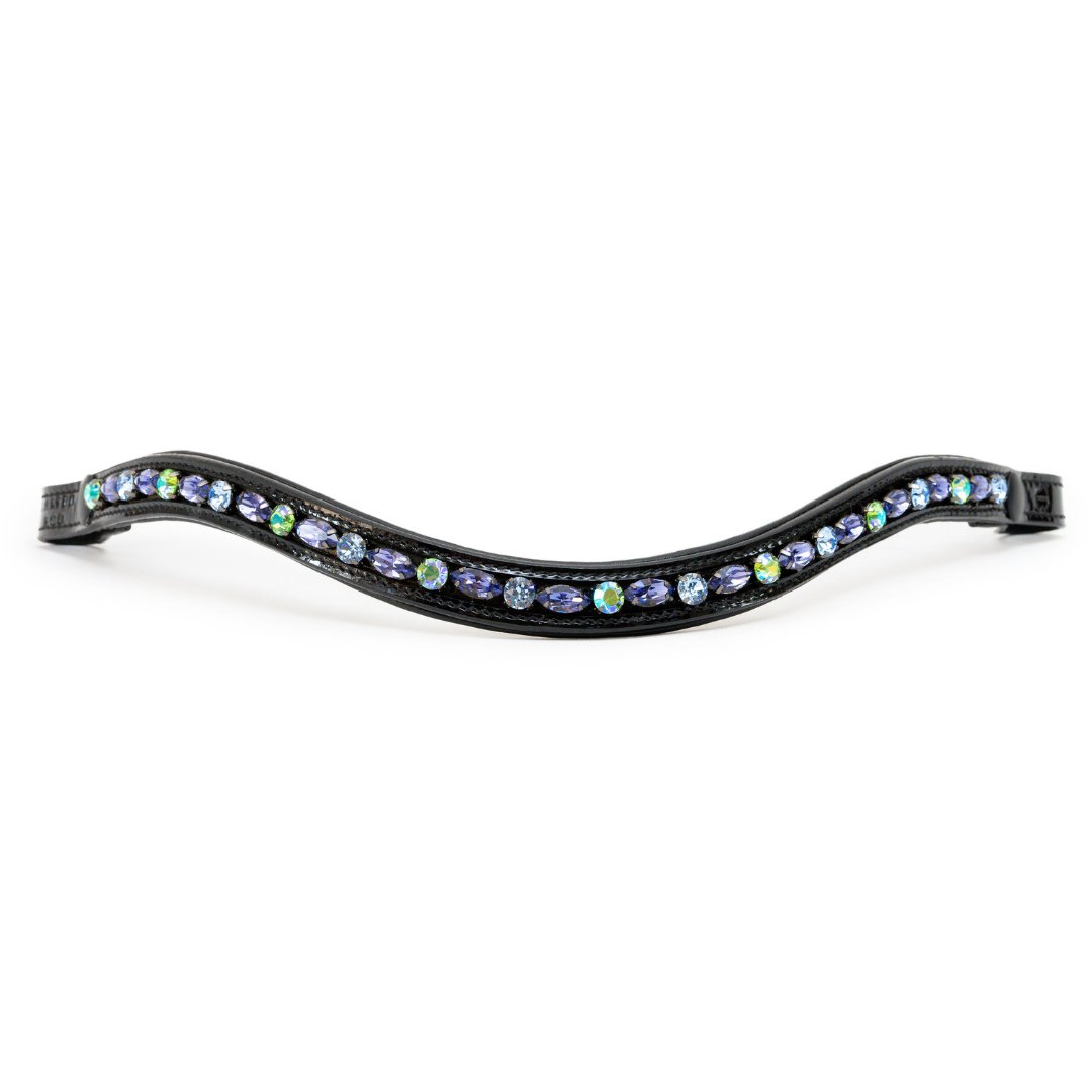 Paris Navette Crystal Patent Midline Browband - Tanzanite, Light Sapphire & Peridot Shimmer - Halter Ego® - Equiluxe Tack