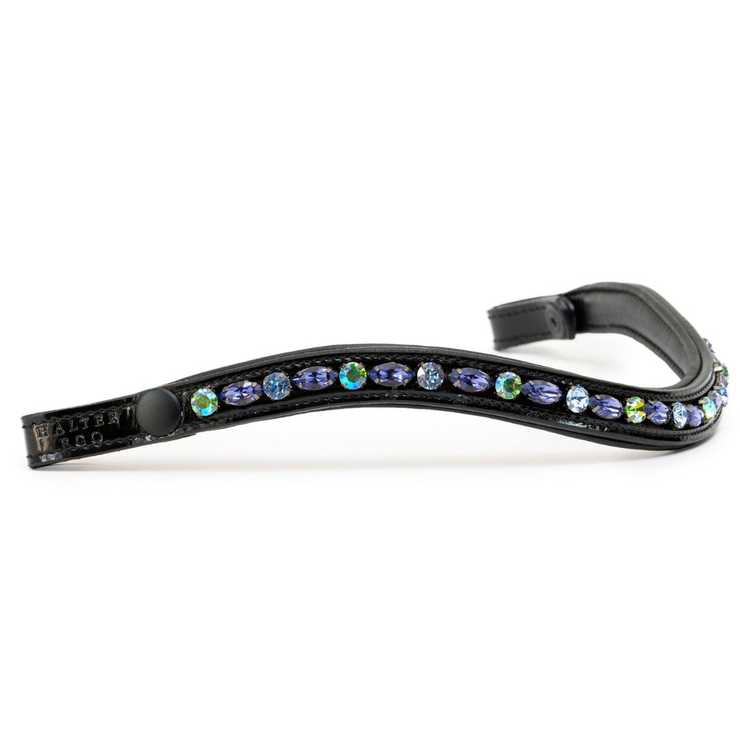 Paris Navette Crystal Patent Midline Browband - Tanzanite, Light Sapphire & Peridot Shimmer - Halter Ego® - Equiluxe Tack