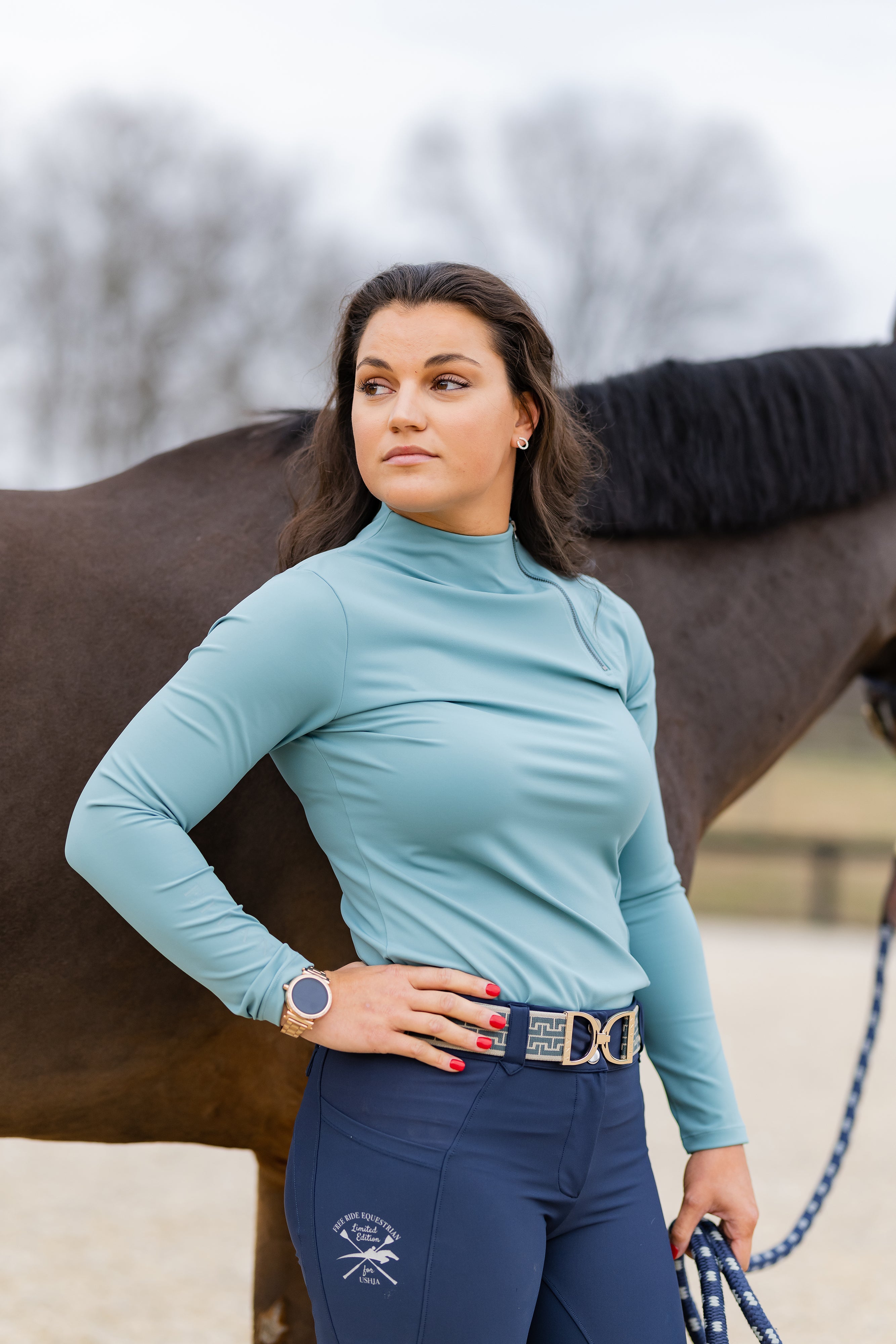 Patton Side Zip Pullover - Ocean - Ellany - Equiluxe Tack