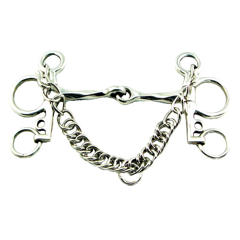 Pelham Stainless Steel Slow Twisted Mouth 5" Bit with 4" Cheeks and Curb Chain - Equiluxe Tack - Equiluxe Tack