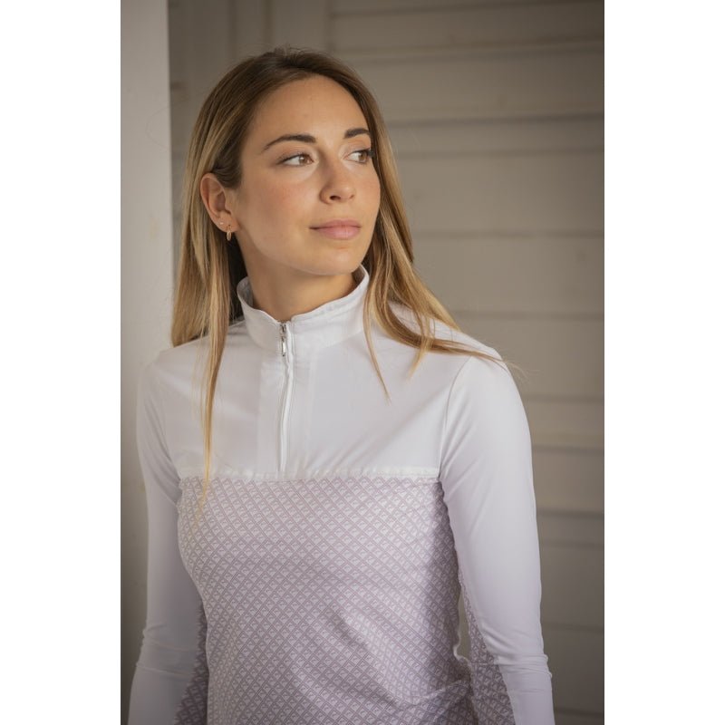 Pénélope Debbie Long - Sleeve Show Polo Shirt - White & Pink - Pénélope - Equiluxe Tack