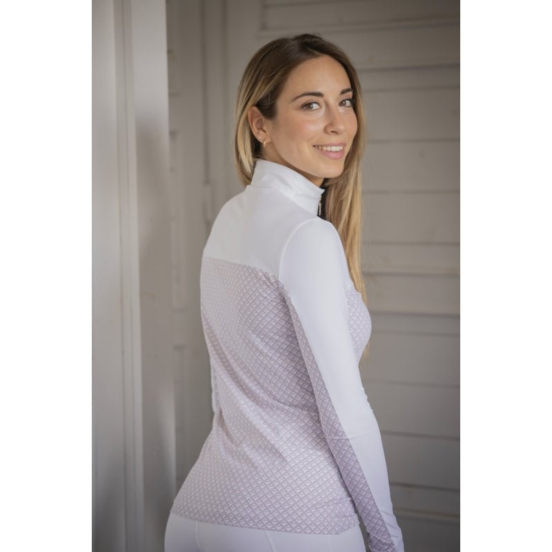 Pénélope Debbie Long - Sleeve Show Polo Shirt - White & Pink - Pénélope - Equiluxe Tack