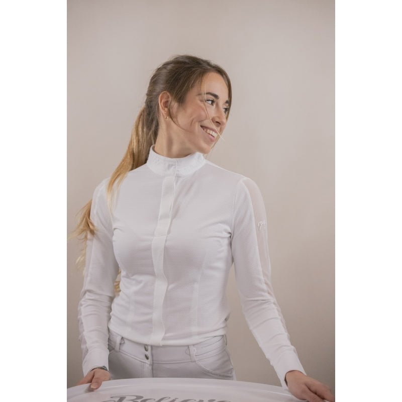 Pénélope Long Sleeve Las Honey Show Polo Shirt - White - Pénélope - Equiluxe Tack