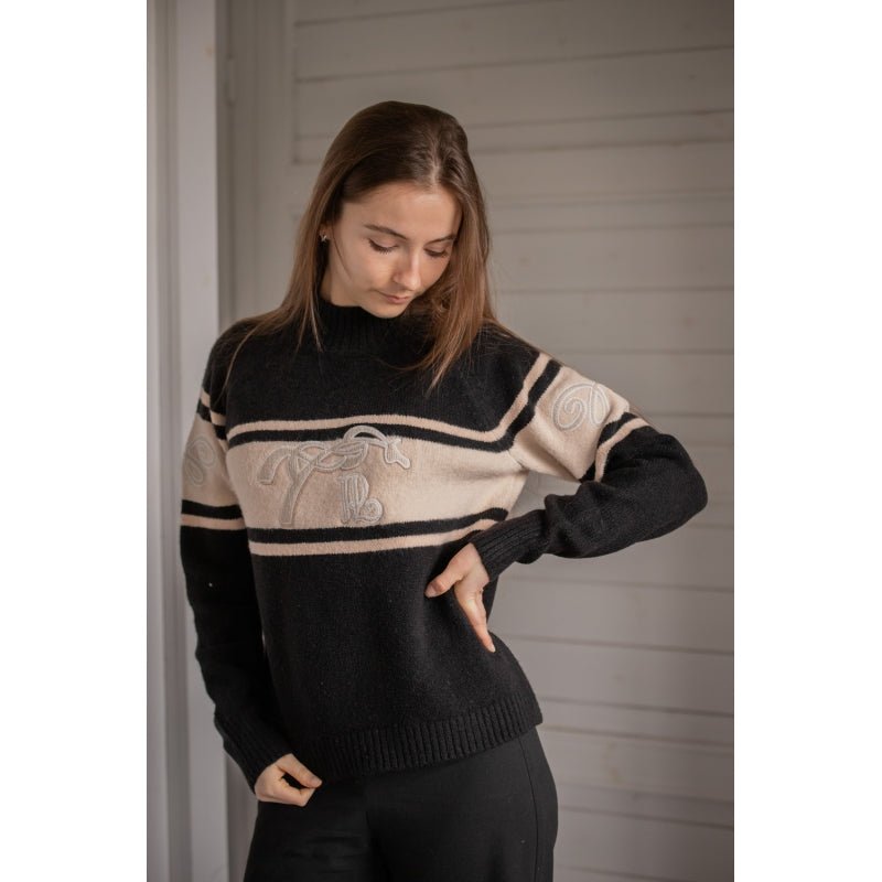 Penelope Noris Pullover Sweater - Black & Camel - Equiluxe Tack