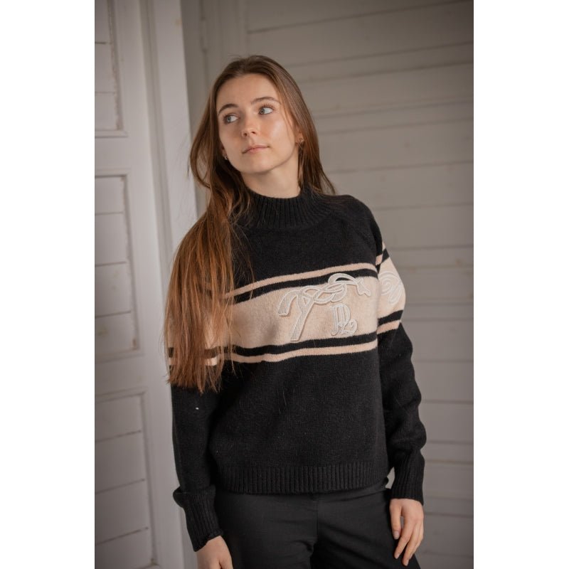 Penelope Noris Pullover Sweater - Black & Camel - Equiluxe Tack