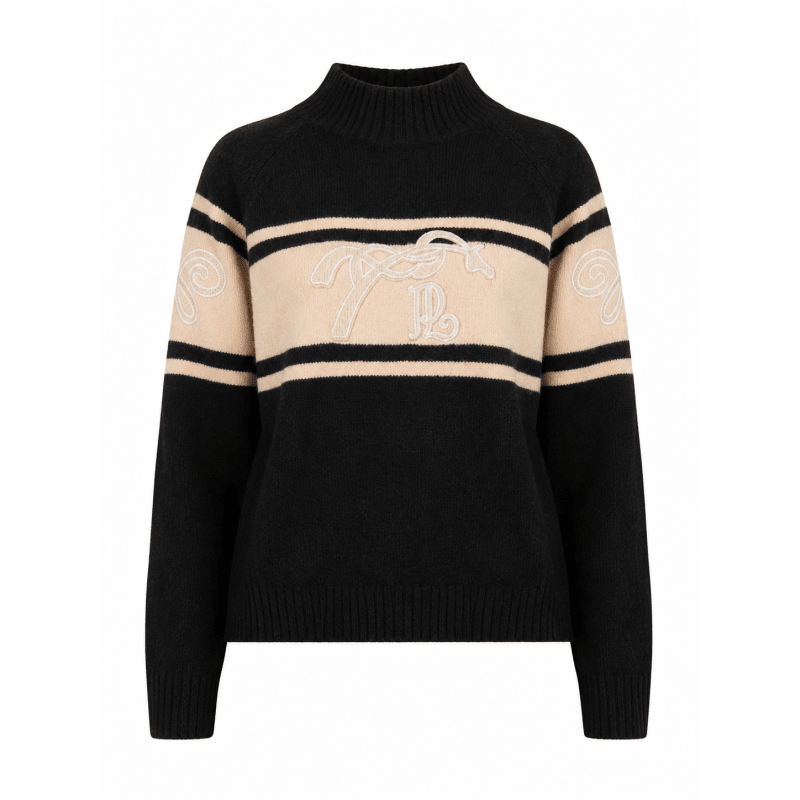 Penelope Noris Pullover Sweater - Black & Camel - Equiluxe Tack
