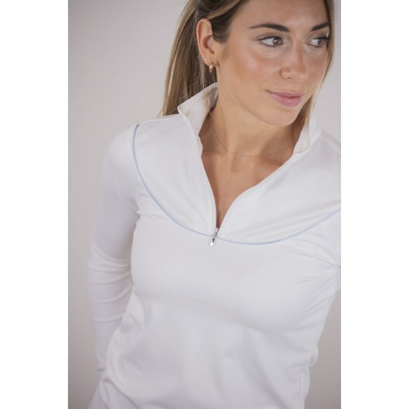 Pénélope Toscane Long - Sleeve Show Polo Shirt - White - Pénélope - Equiluxe Tack