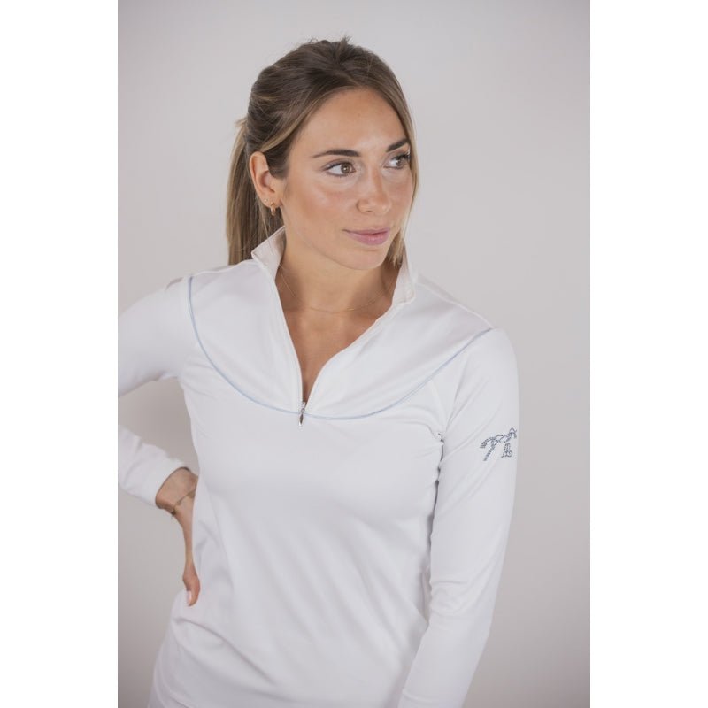 Pénélope Toscane Long - Sleeve Show Polo Shirt - White - Pénélope - Equiluxe Tack