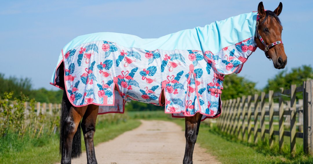 Ponyo Horsewear Flamingo Fly Sheet - 100% UV Protective - Ponyo Horsewear - Equiluxe Tack