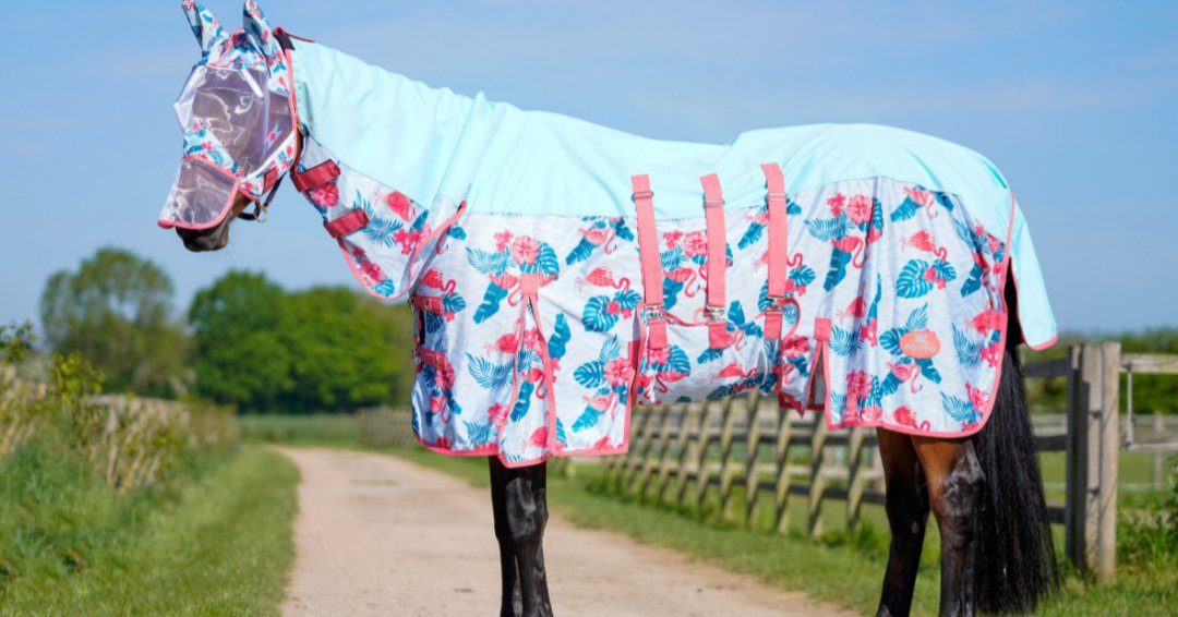 Ponyo Horsewear Flamingo Fly Sheet - 100% UV Protective - Ponyo Horsewear - Equiluxe Tack