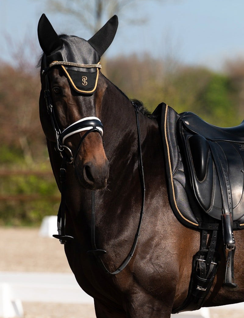 PS of Sweden Airflow Mesh Ear Bonnet - Black - PS of Sweden - Equiluxe Tack