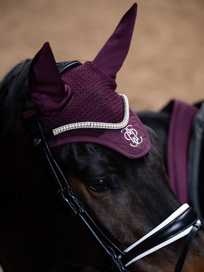 PS of Sweden Diamond Quilt Ear Bonnet - Plum - PS of Sweden - Equiluxe Tack