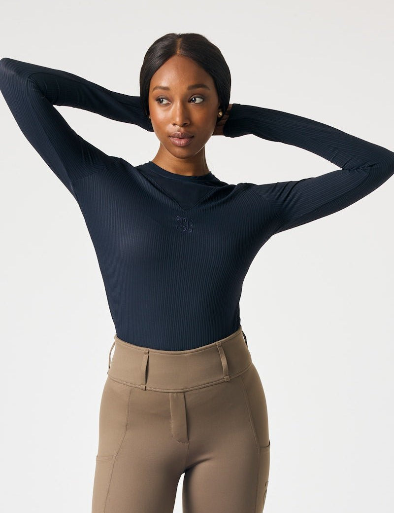PS of Sweden Leandra Long Sleeve Striped Mesh Top - Navy - PS of Sweden - Equiluxe Tack