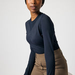 PS of Sweden Leandra Long Sleeve Striped Mesh Top - Navy - PS of Sweden - Equiluxe Tack