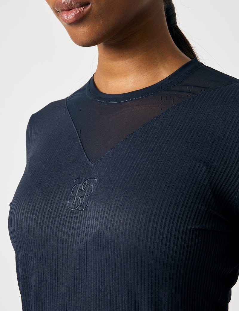 PS of Sweden Leandra Long Sleeve Striped Mesh Top - Navy - PS of Sweden - Equiluxe Tack
