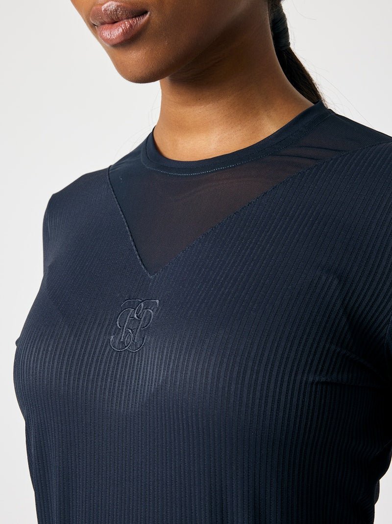 PS of Sweden Leandra Long Sleeve Striped Mesh Top - Navy - PS of Sweden - Equiluxe Tack