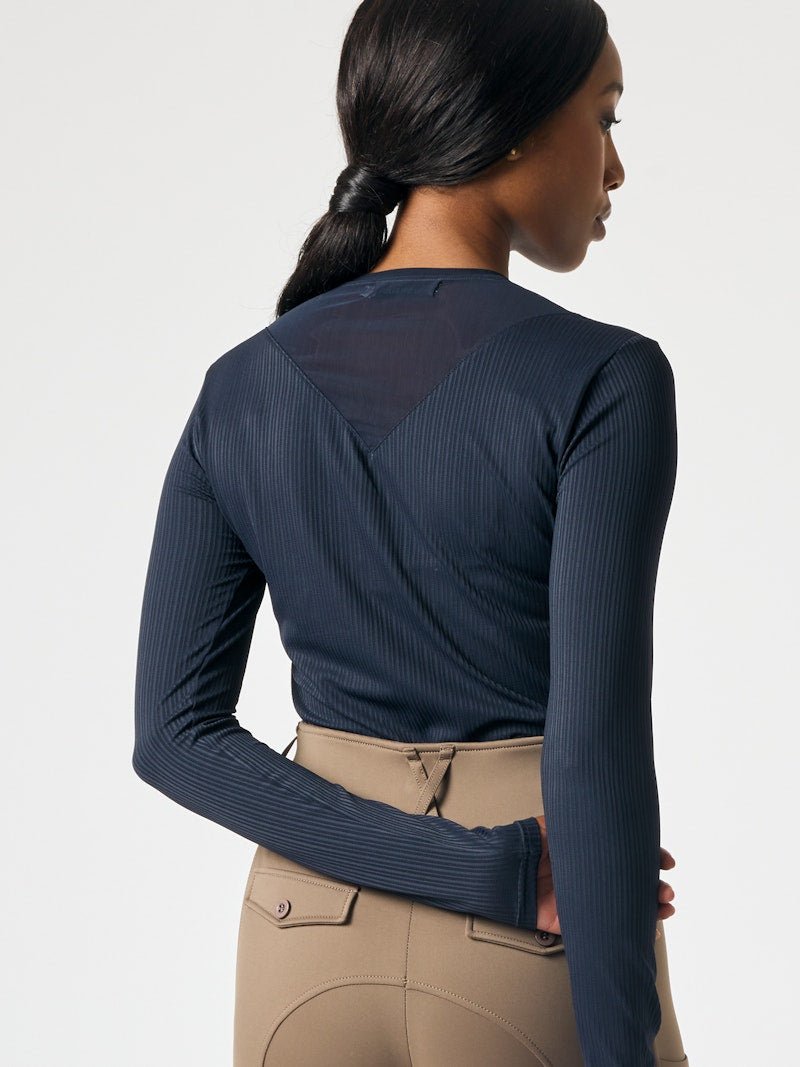 PS of Sweden Leandra Long Sleeve Striped Mesh Top - Navy - PS of Sweden - Equiluxe Tack