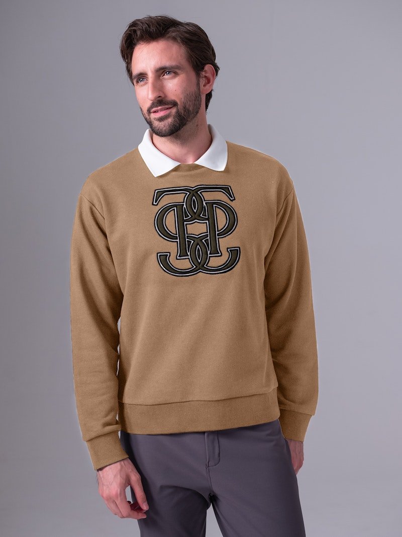 PS of Sweden Men's Carl Monogram Sweatshirt - Camel - PS of Sweden - Equiluxe Tack