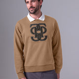 PS of Sweden Men's Carl Monogram Sweatshirt - Camel - PS of Sweden - Equiluxe Tack