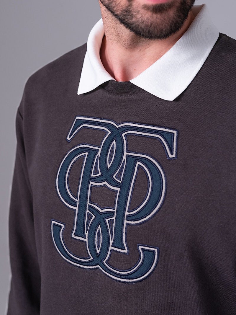 PS of Sweden Men's Carl Monogram Sweatshirt - Dark Grey - PS of Sweden - Equiluxe Tack