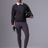 PS of Sweden Men's Carl Monogram Sweatshirt - Dark Grey - PS of Sweden - Equiluxe Tack